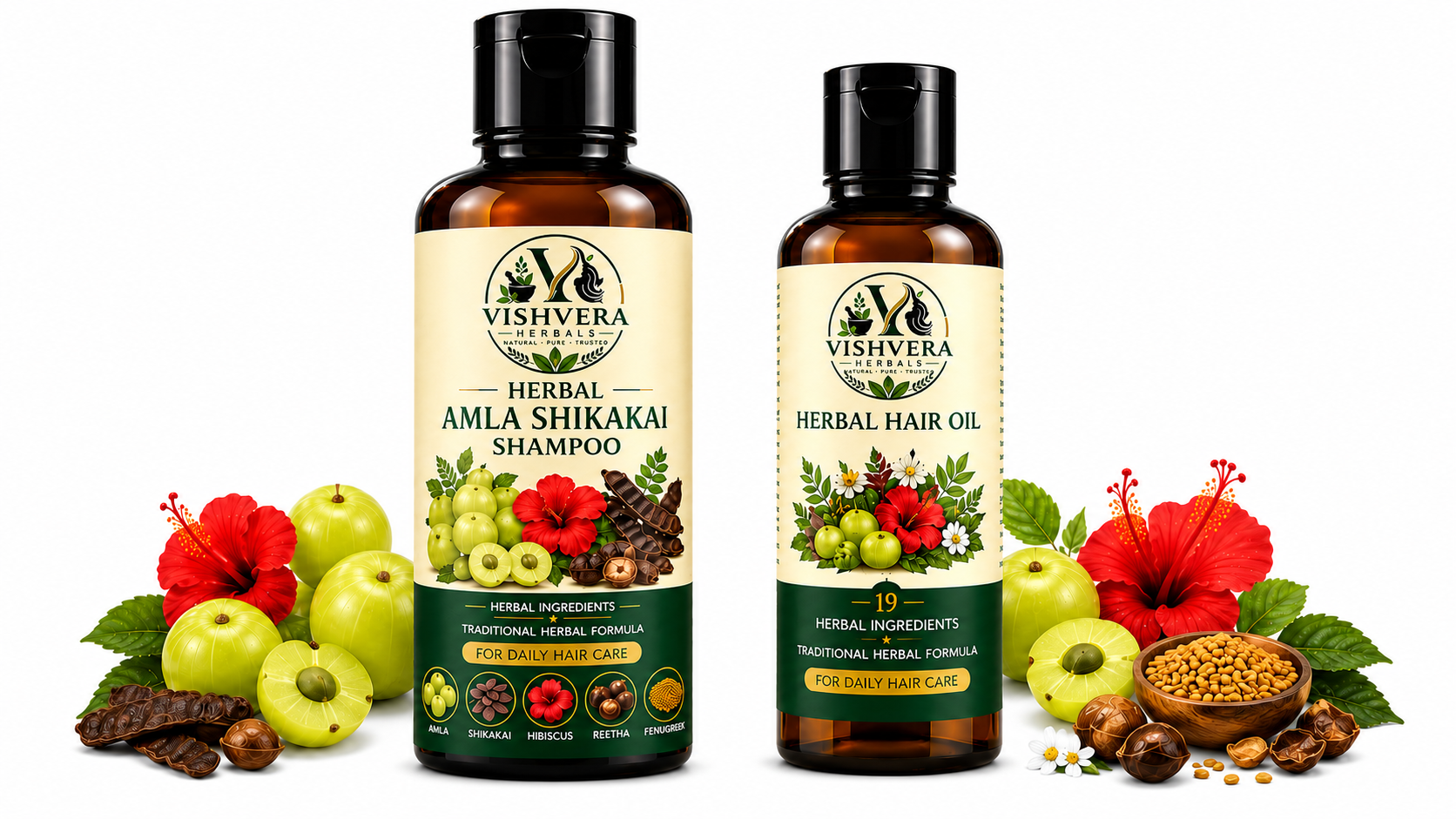 Amla Shikakai Shampoo and Herbal Hair Oil combo